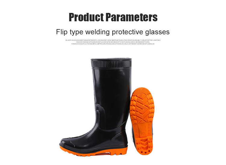 Factory Direct Sales Men Shiny Black Rain Boots Gumboots For Fishing