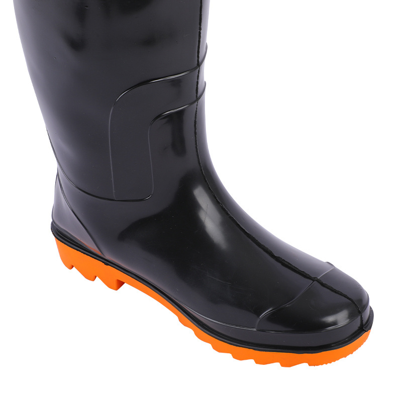 Factory Direct Sales Men Shiny Black Rain Boots Gumboots For Fishing