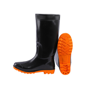 Factory Direct Sales Men Shiny Black Rain Boots Gumboots For Fishing