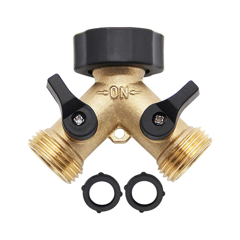 Solid Brass Body Backyard 2 Way Y Valve Garden Hose Connector Splitter Adapter shower with tripod