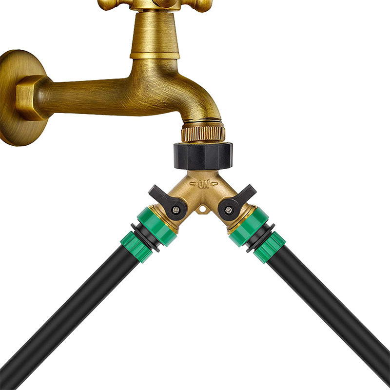 Solid Brass Body Backyard 2 Way Y Valve Garden Hose Connector Splitter Adapter shower with tripod