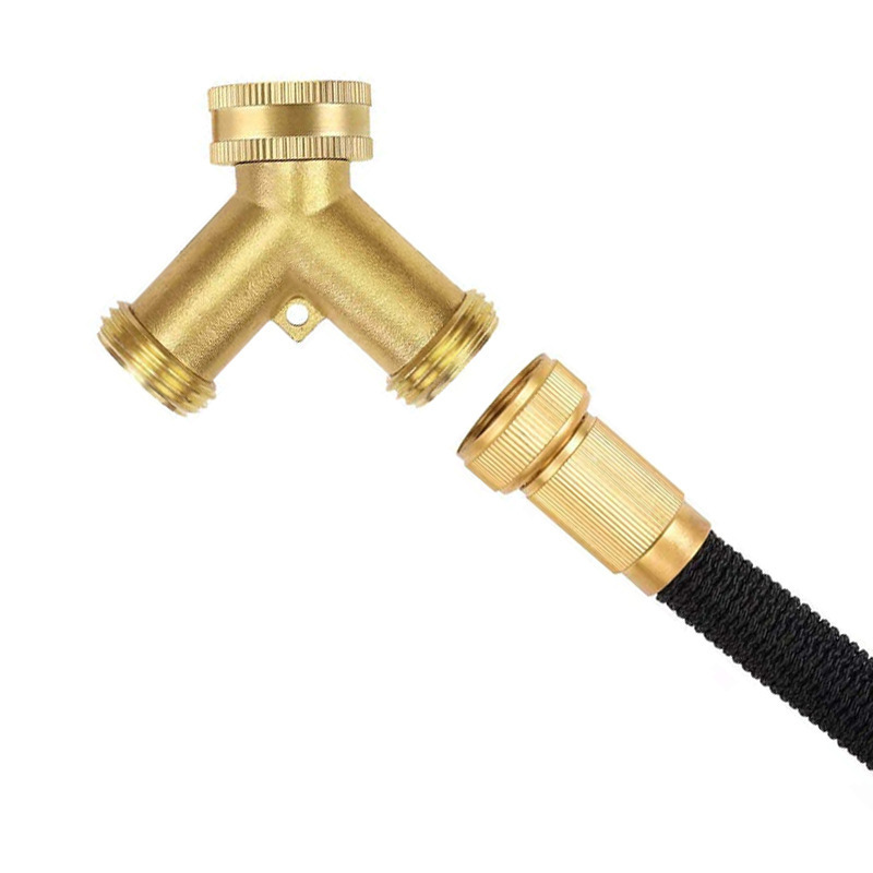 Solid Brass Body Backyard 2 Way Y Valve Garden Hose Connector Splitter Adapter shower with tripod