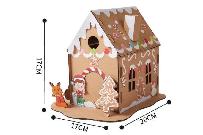 Christmas crafts 3D diy corrugated paper house kits with decorations