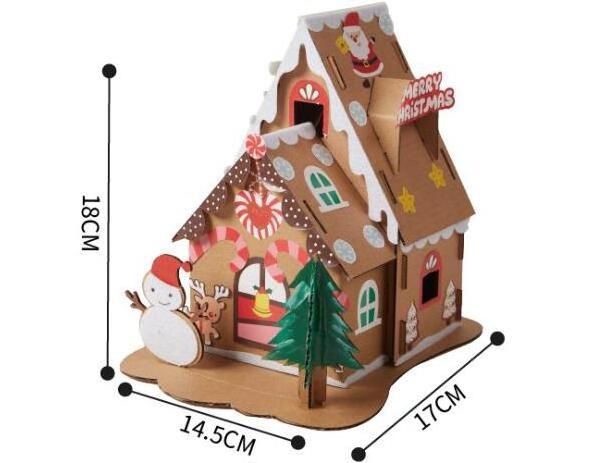 Christmas crafts 3D diy corrugated paper house kits with decorations