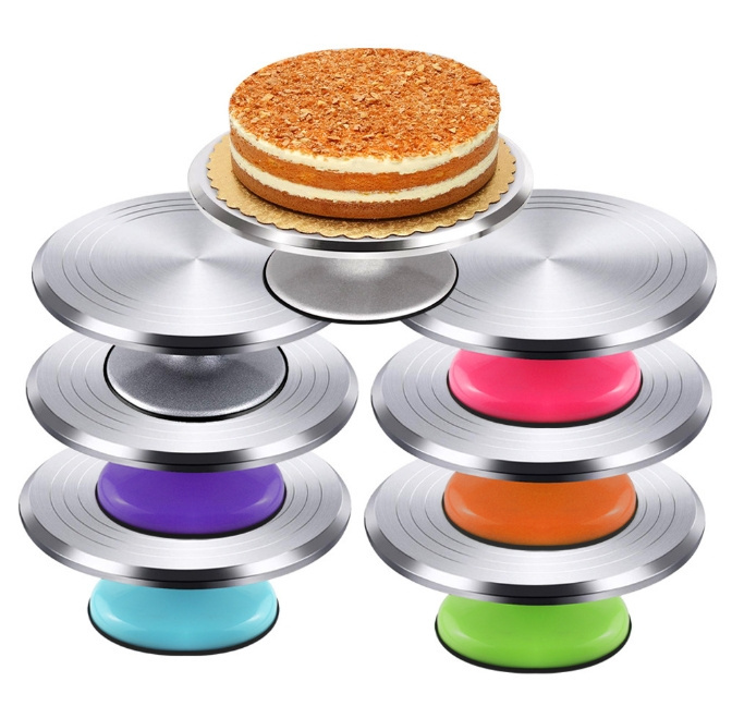 Cake Decorating Stand 10-14 Inch Round Aluminum Revolving Cake Stand Revolving Cake Turntables for Decorating