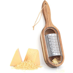 Wooden Cheese Grater with Handle Cheese Shredder Cheese Shredder with Long Stainless Steel Handle