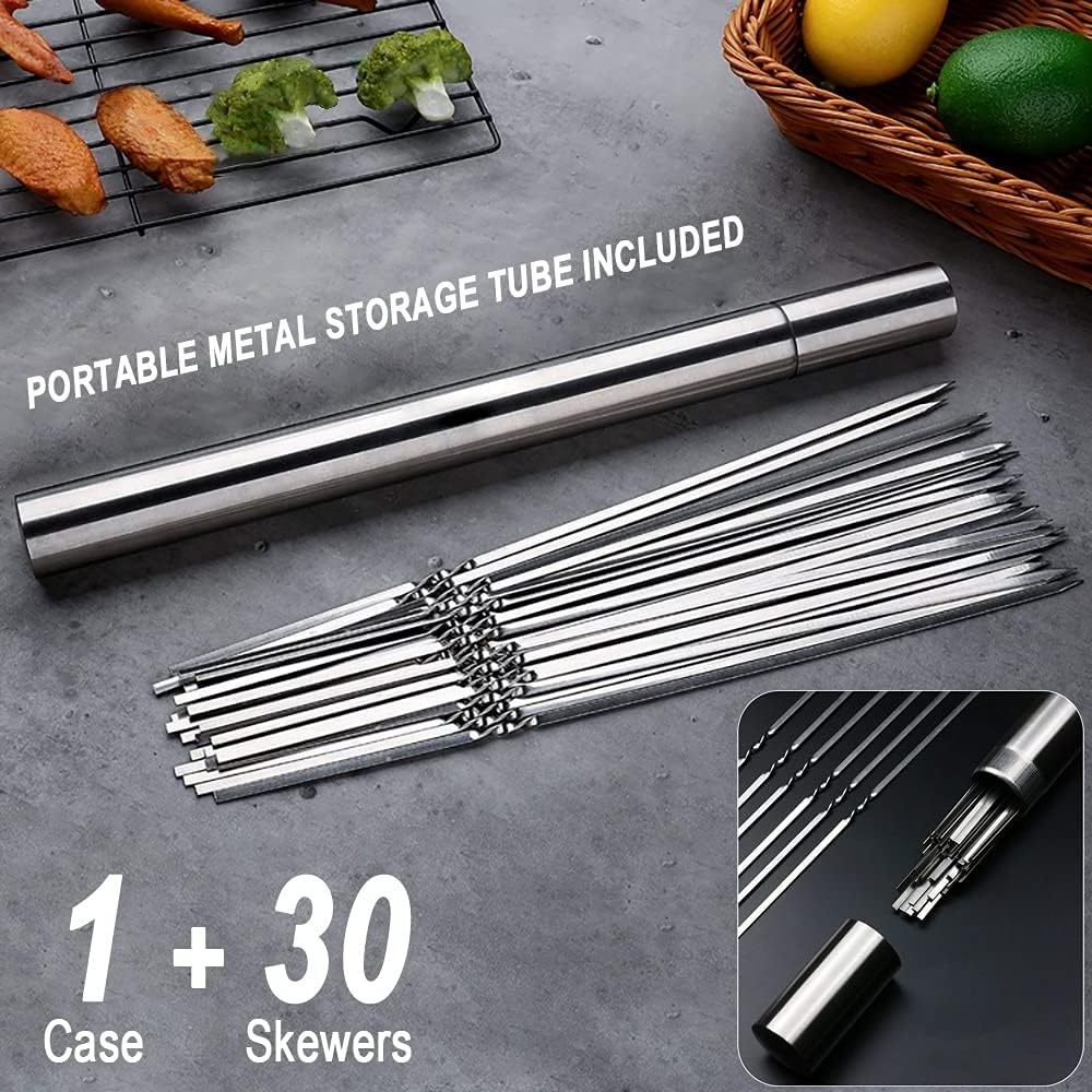 Kitchen Tools Accessories Skewers for Barbecue Barbecue Skewers Stainless Steel Meat Skewers Metal Storage Tubes