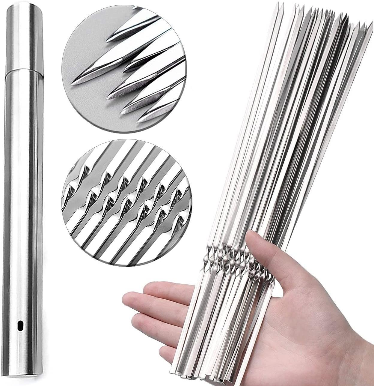 Kitchen Tools Accessories Skewers for Barbecue Barbecue Skewers Stainless Steel Meat Skewers Metal Storage Tubes