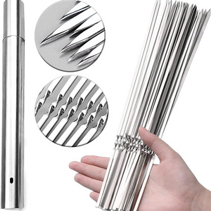 Kitchen Tools Accessories Skewers for Barbecue Barbecue Skewers Stainless Steel Meat Skewers Metal Storage Tubes