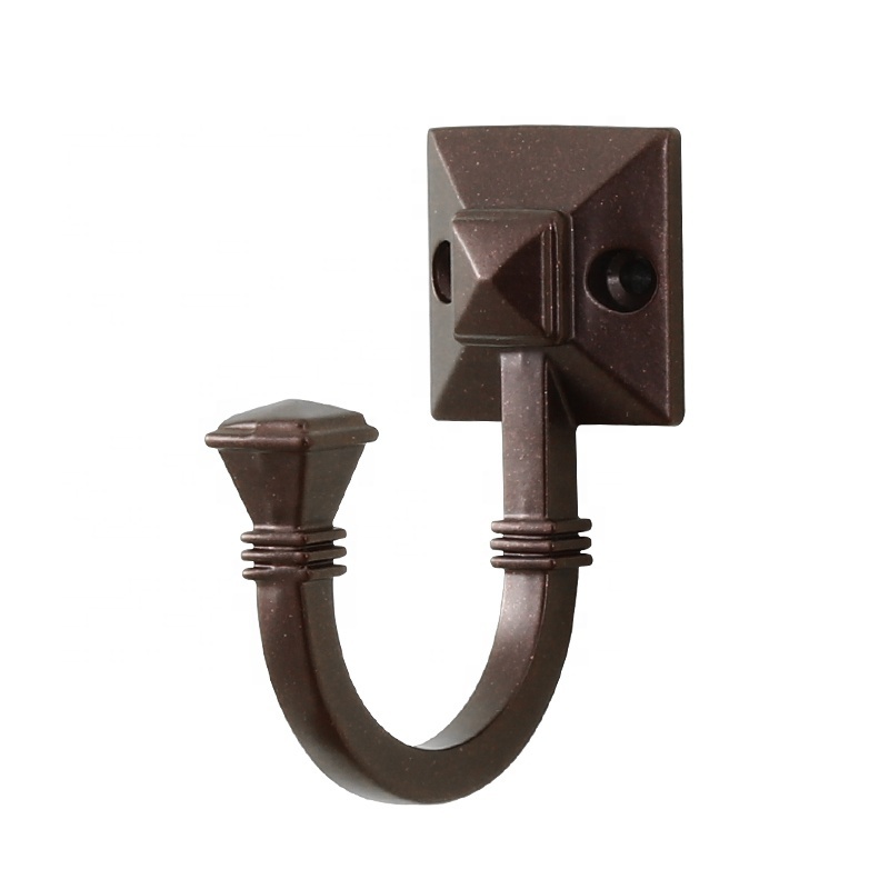 Modern Style Bronze Black Cloth Coat Wall Hooks Hangers Heavy Duty Zinc Alloy Metal Wall Mounted Square Gold Wall Hooks