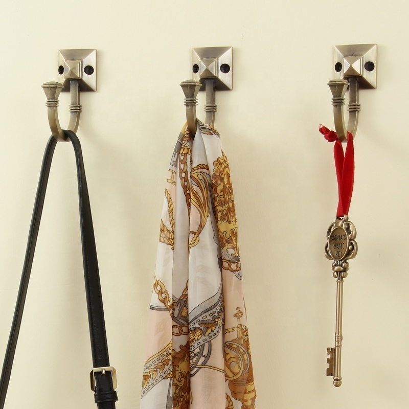 Hot Selling Furniture Hardware Antique Brass wall mount hanger Zinc Alloy Hat Coat Clothes Hooks