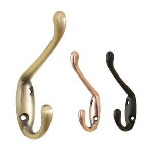 Double Prong Hook Wall Mounted Hooks for Hanging Coat and Hat