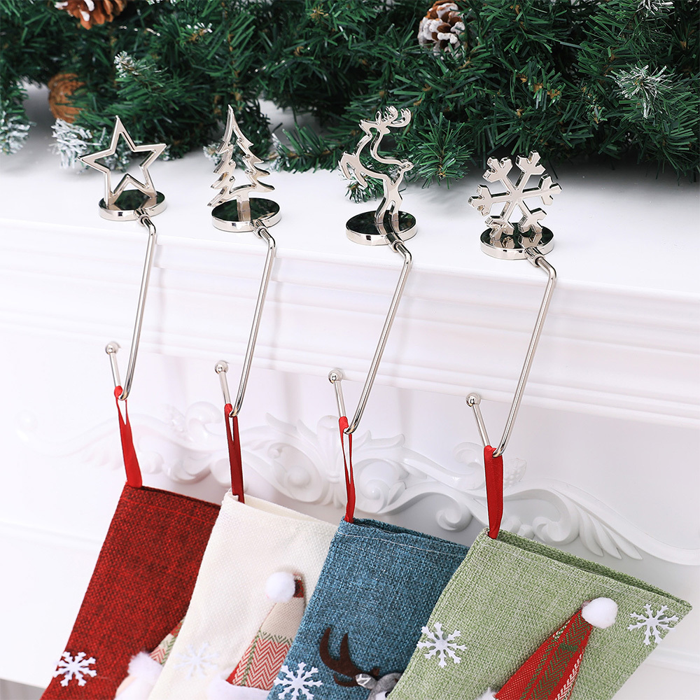 Party Decoration Christmas Stocking Holders for Fireplace Grip Hang Mantle Hooks Mantel Hanger