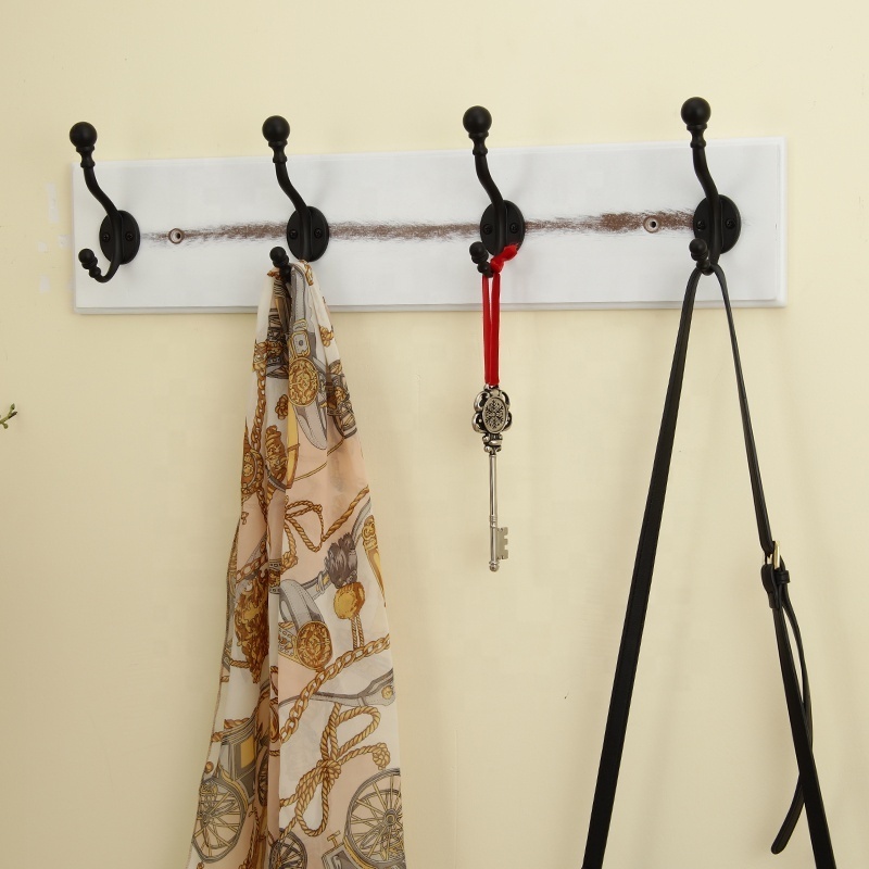 Clearance cheap Wood wooden coat racks wall mounted bedroom black metal 4 hooks & wall organisation