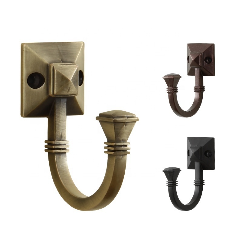 Modern Style Bronze Black Cloth Coat Wall Hooks Hangers Heavy Duty Zinc Alloy Metal Wall Mounted Square Gold Wall Hooks