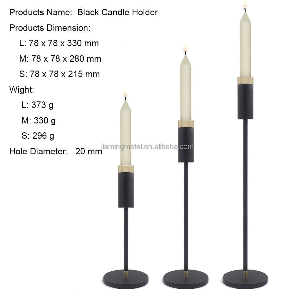 Customized Metal Small Taper Single Black Brass Candle Holder