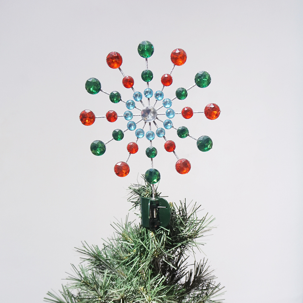 New Year Iridescent Crystal Big Snowflake Christmas Tree Toppers