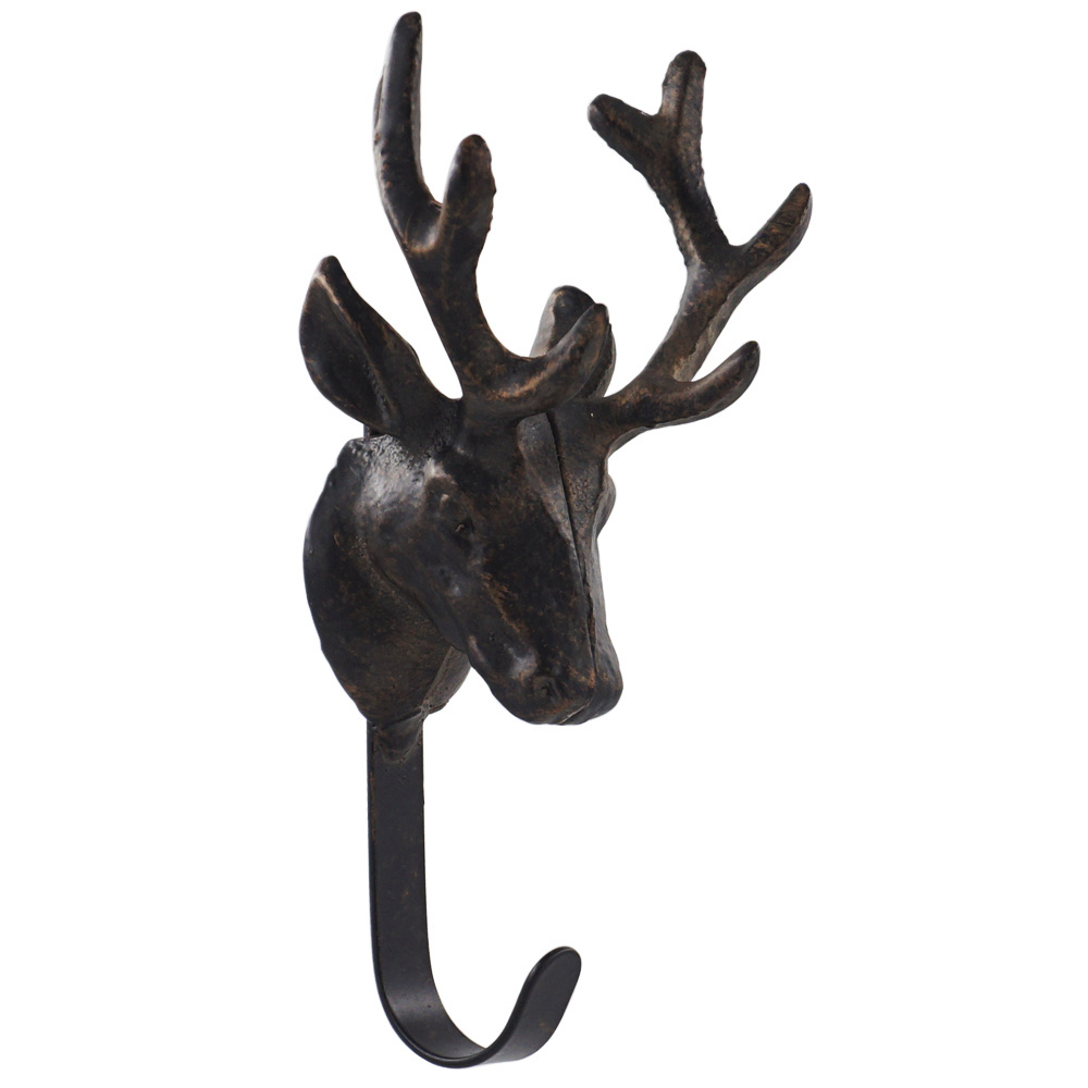 Vintage Farm Cast Iron Bear Deer Head Wall Mounted Cute Animal Shape Kids Single Coat Hooks