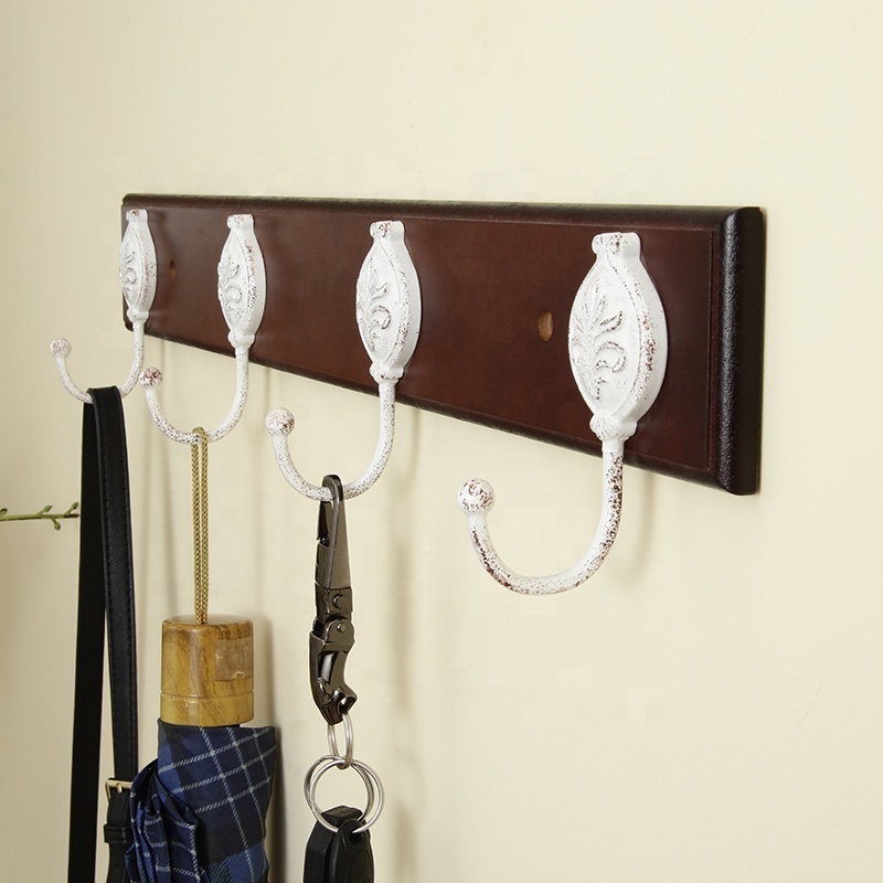 Furniture Modern Bathroom White Hook Wine Red Wood Hanger for Cloths Solid Metal Wooden Wall Hooks