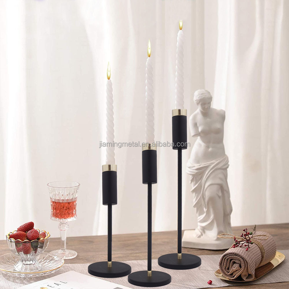 Customized Metal Small Taper Single Black Brass Candle Holder