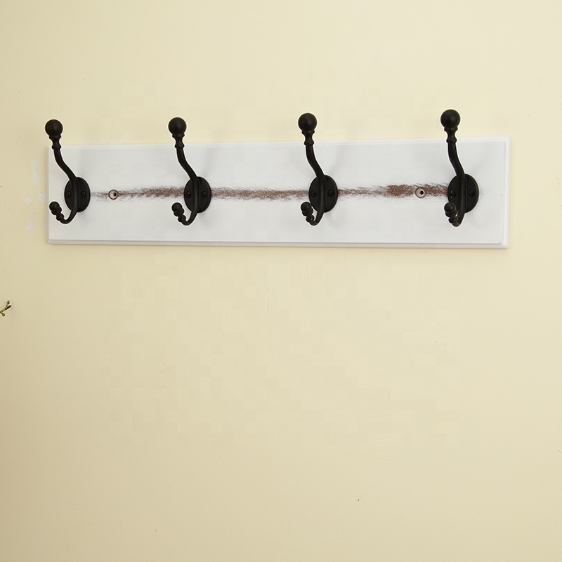 Clearance cheap Wood wooden coat racks wall mounted bedroom black metal 4 hooks & wall organisation