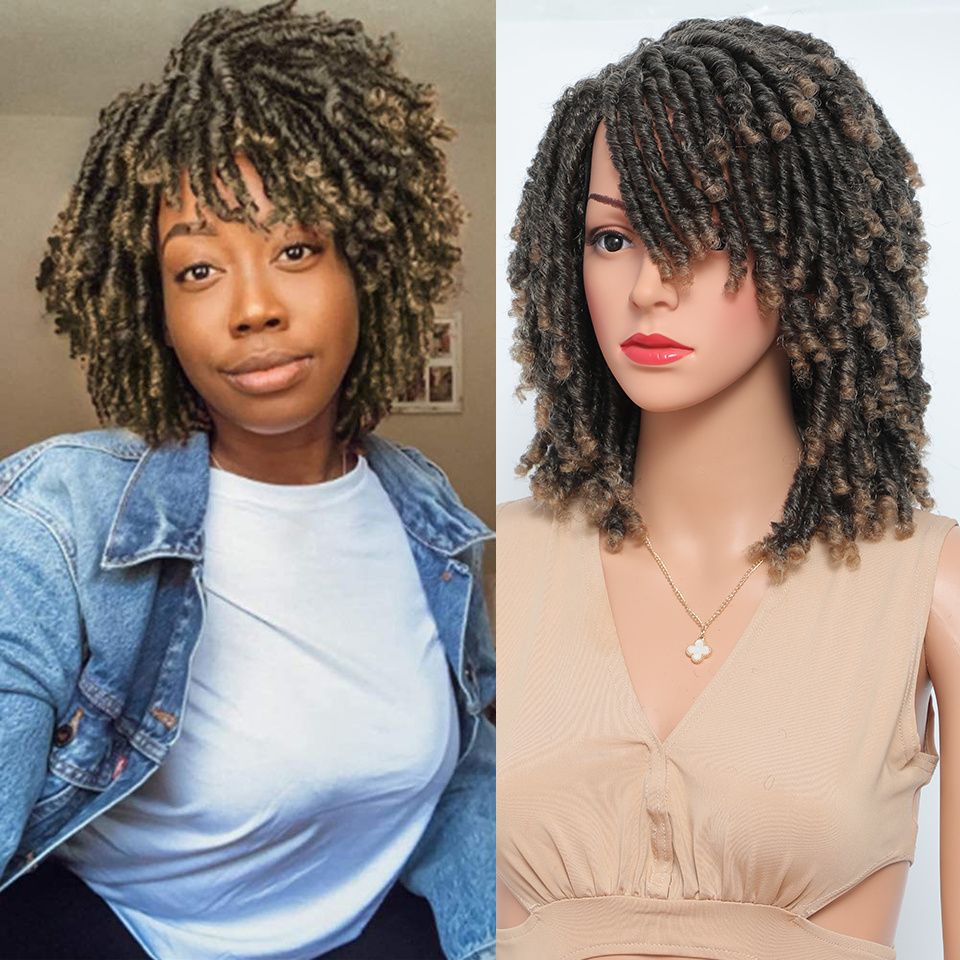 Dreadlock Wig Synthetic Braiding Wig Africa Braided Wigs For Women Black Red Hair Short Crochet Braid Faux Locs Hair