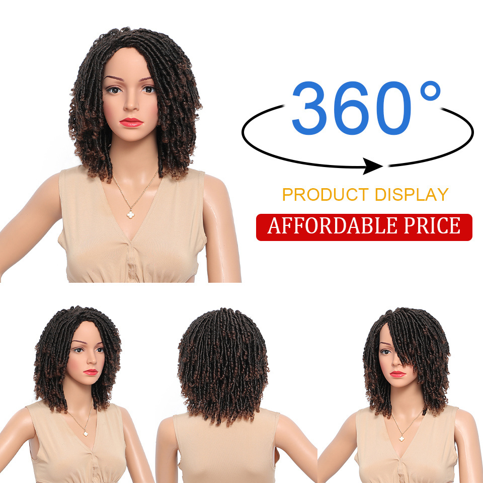 Dreadlock Wig Synthetic Braiding Wig Africa Braided Wigs For Women Black Red Hair Short Crochet Braid Faux Locs Hair