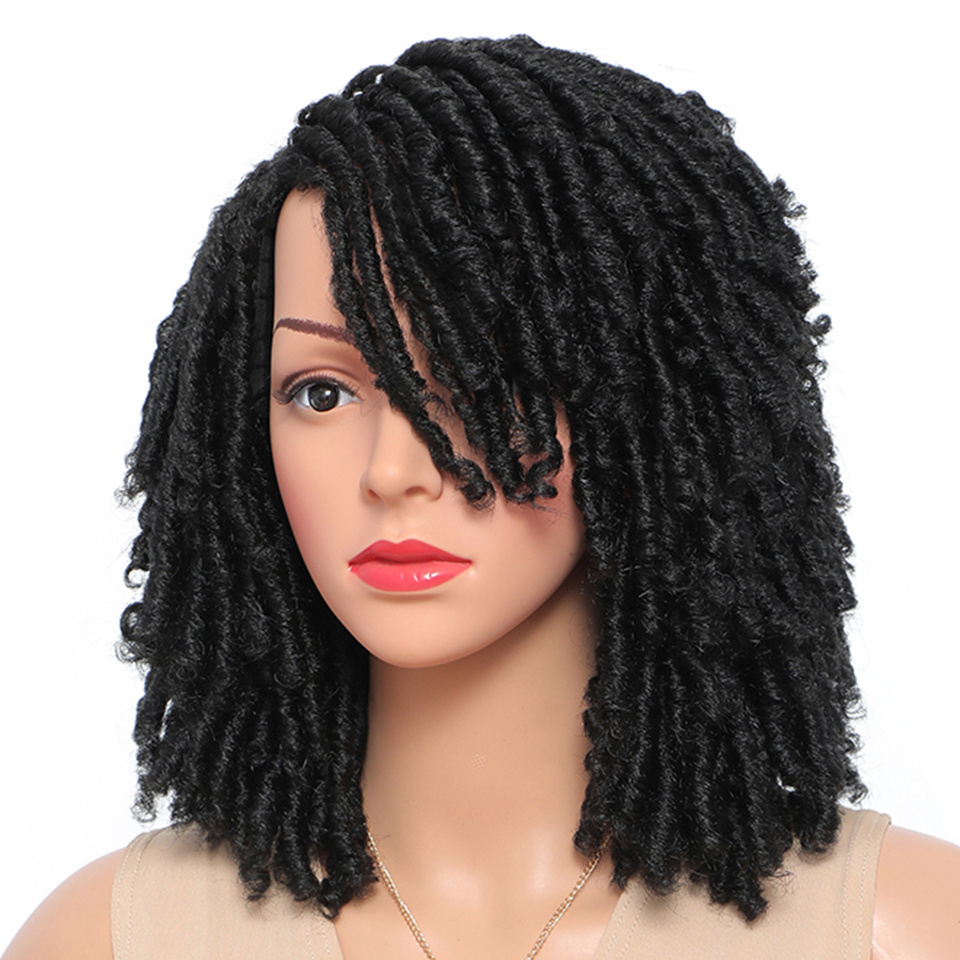 Dreadlock Wig Synthetic Braiding Wig Africa Braided Wigs For Women Black Red Hair Short Crochet Braid Faux Locs Hair