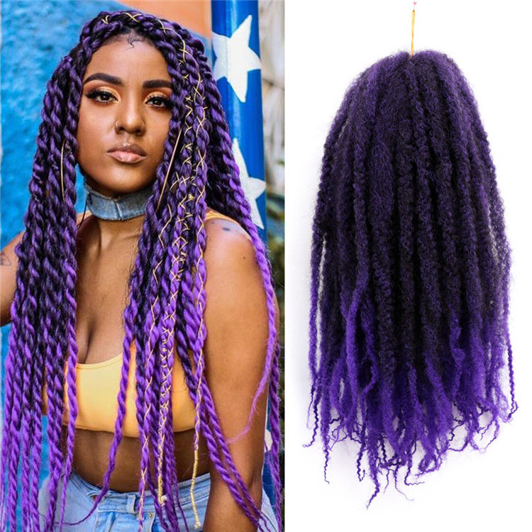 Ombre Color Marley Braids Hair Crochet 18 inch Afro Kinky Curly Synthetic Braiding Hair Crochet Twist Braids