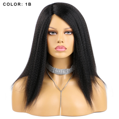 Synthetic Yaki Hair Wig Natural Soft Afro Kinky Straight Wigs Black 350 Color Ombre Glueless Fluffy Wig For Women