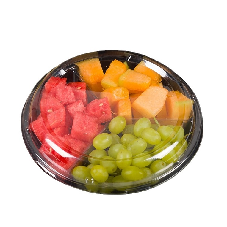 Wholesale food grade disposable plastic fruit salad container with lid