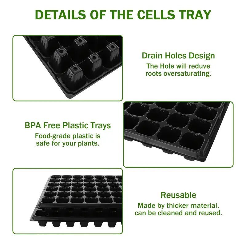 Polystyrene Grape Seedling Tray 128 Cells Seed Starter Sprouter Growing Tray Kit Heavy Duty