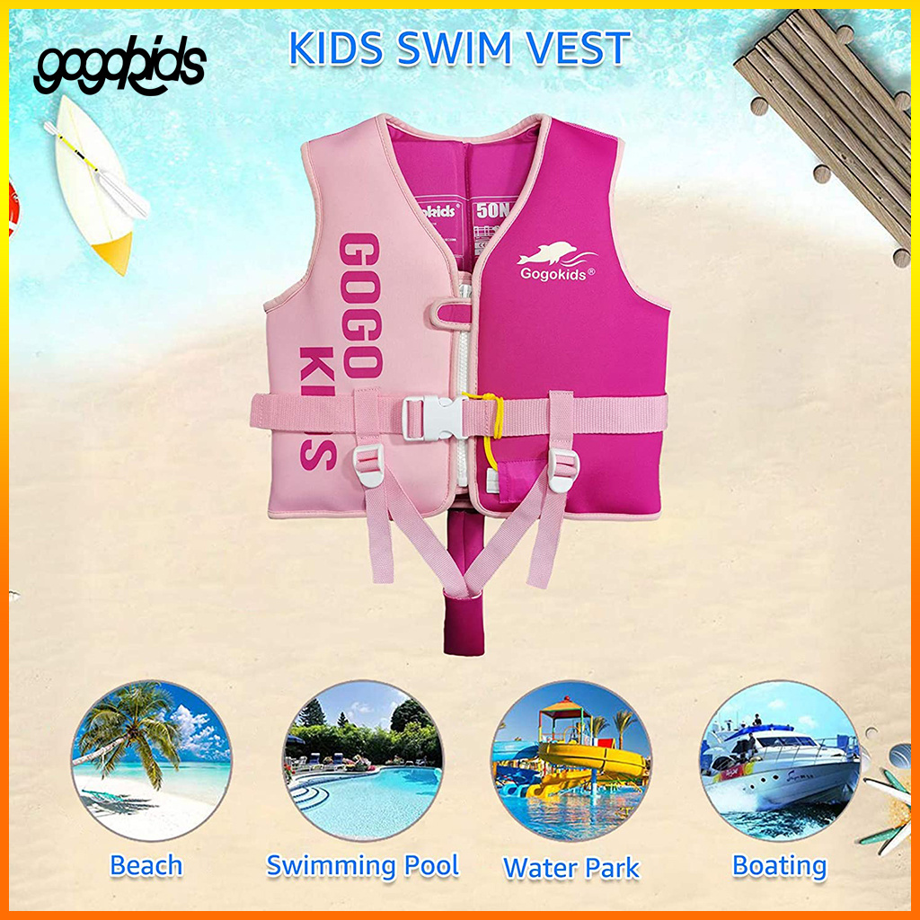 Emergency Adjustable Safety Strap Neoprene EPE Kids Swim Vest Float Jacket for Toddler Swimming Pool Aid Float Children Swimwear