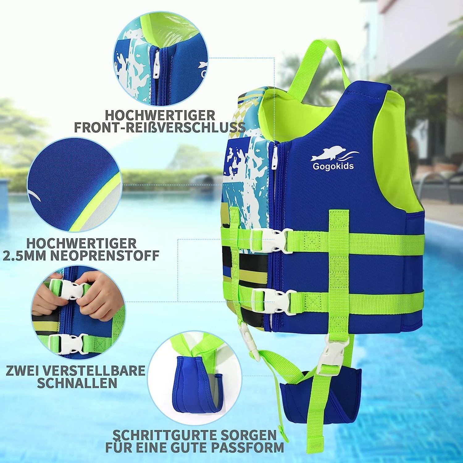 Gogokids Buoyancy Floating Neoprene Toddler Kids Swim Vest Floating Swimsuit Children's Life Jacket Flotation Jacket