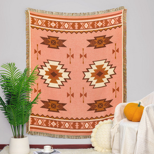 Ready To Ship Cotton And Polyester Woven Tapestry Promotional Throw Blanket Custom Jacquard Blanket