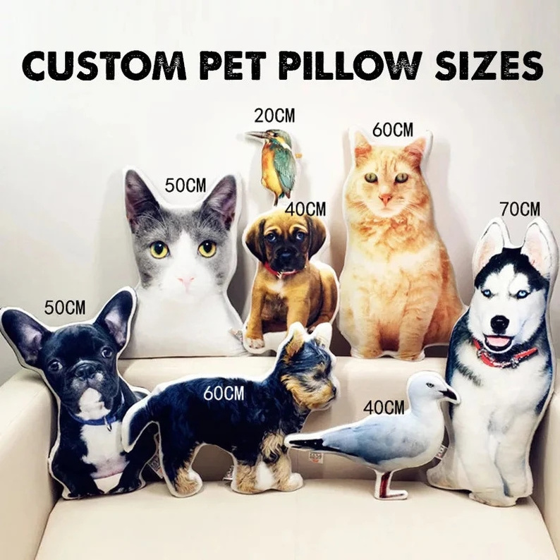 Dog Pillow Pet 3D Animal Custom Pillow Manufacturer Cute Animal Shape Print Cat Dog Pet Design Cushion Pillow