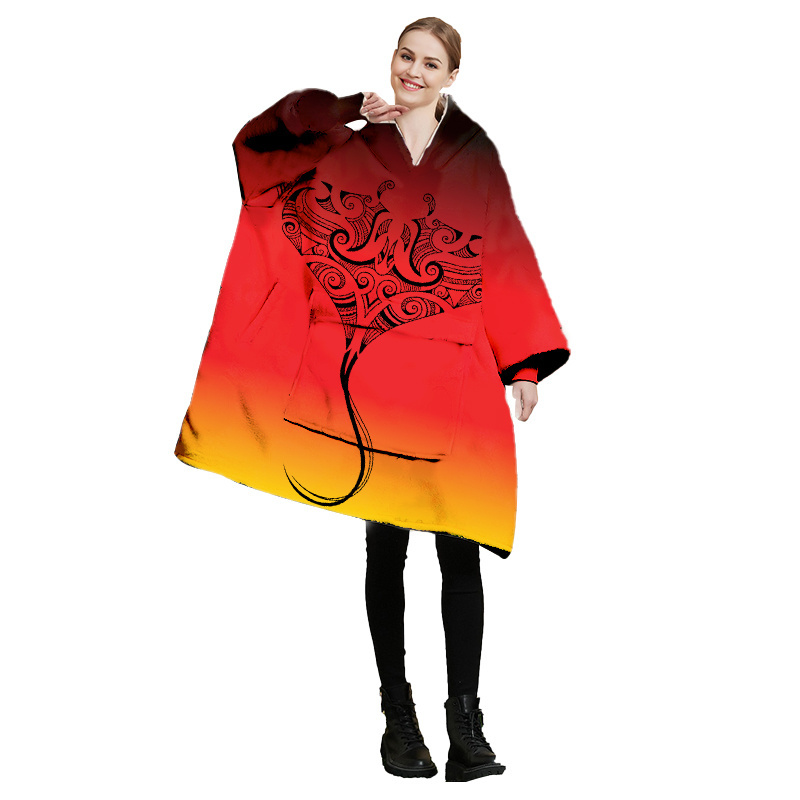 Maori Wearable Oversize Blanket Hoodie Sweatshirt Maori  Cozy Hooded Blanket For Children And Adults