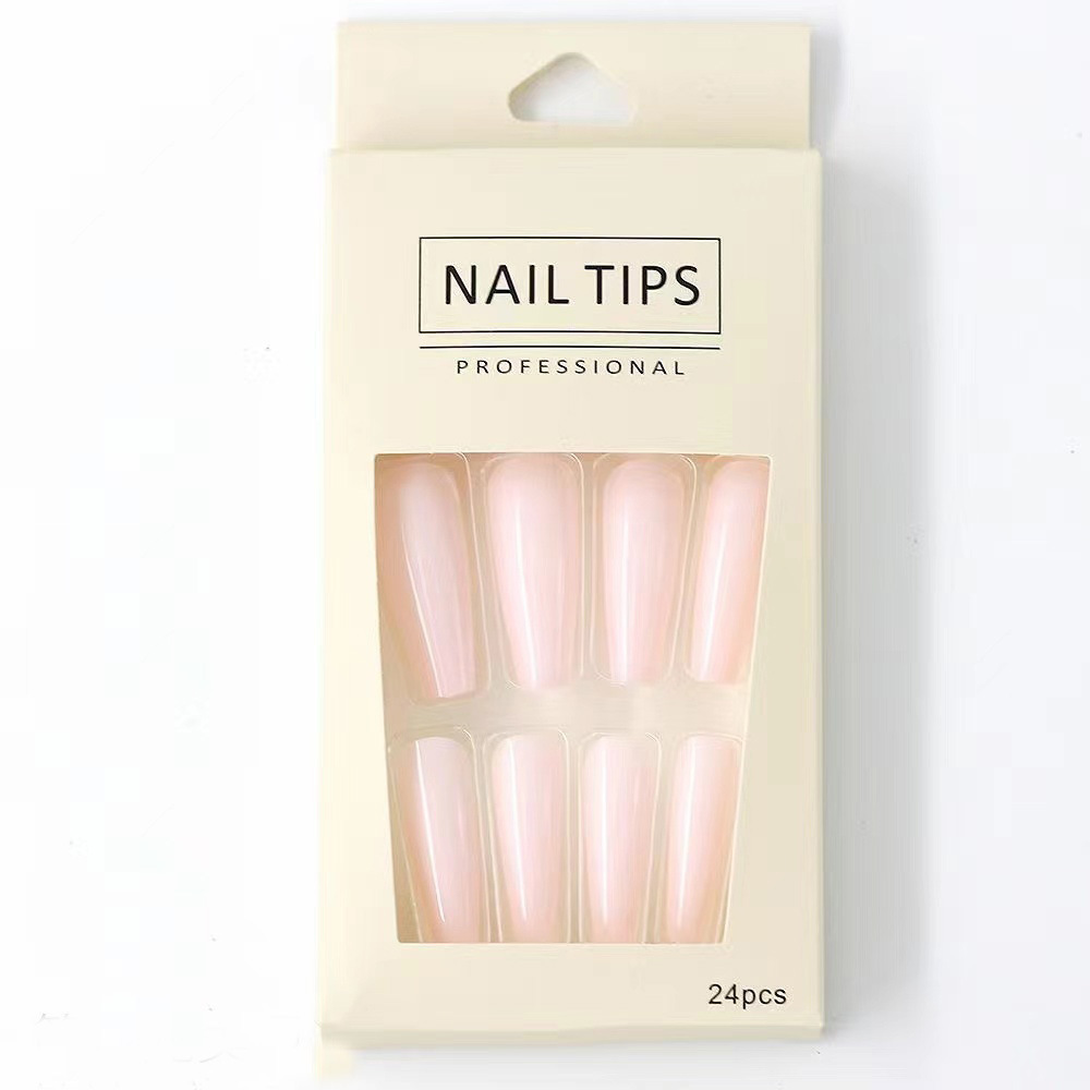 24pcs /box Artificial Fingernails Solid Candy Color Ballerina Square Coffin False Nail Tips Press On