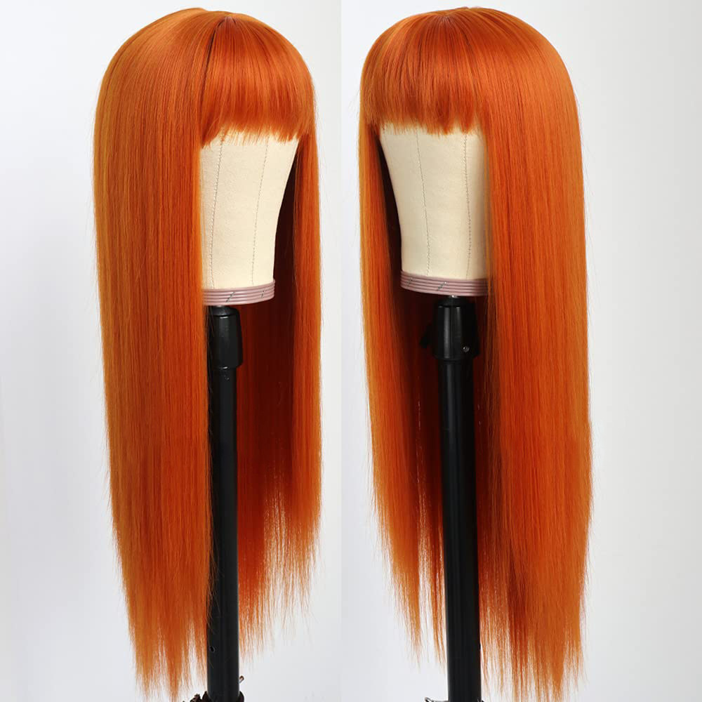 Stock Available High Temperature Fiber Colorful Long Straight Cosplay Hair Wigs With Flat Bangs