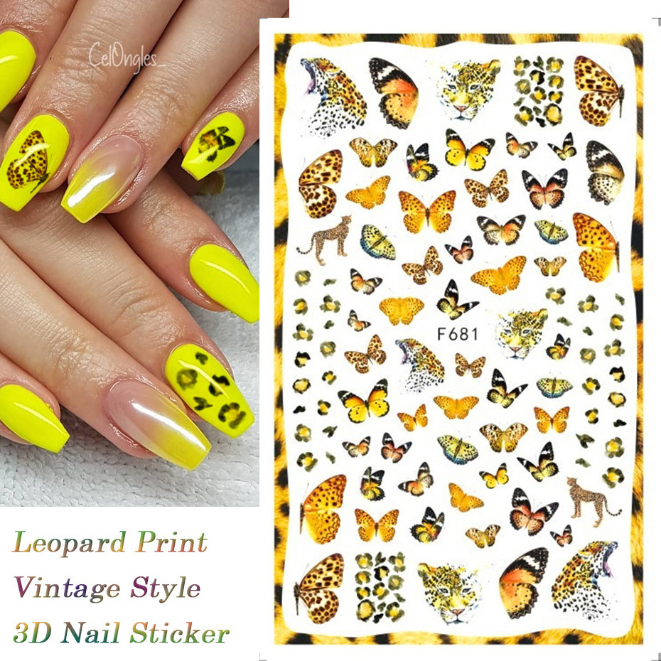 Japanese Style Nail Decals 3D Colorful Butterfly Flower Luxury Designer Nail Art Stickers With Self-adhesive