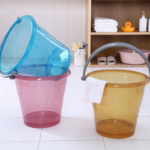 Household transparent plastic bath round pail bucket with handle