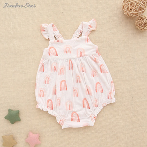 Supper soft  bamboo baby clothes newborn baby 0-3 months romper flutter sleeves  bamboo bubble romper for girls and boys