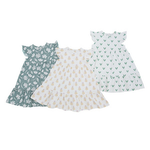 Sunshine OEM Print Sleeveless Baby Girls Summer Dress Ruffles Sleeves Children Dresses Kids Dress