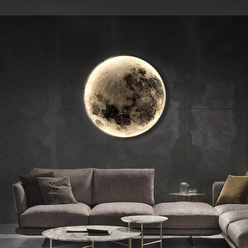 Dimmable Indoor Wall Mounted Ceiling Light Creative Bedside Round Decoration Modern Led Moon Wall Lamps