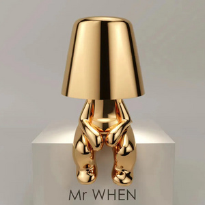 Dropshipping Bedside Rechargeable Cordless Touch Control Led Thinker little golden Man table lamp