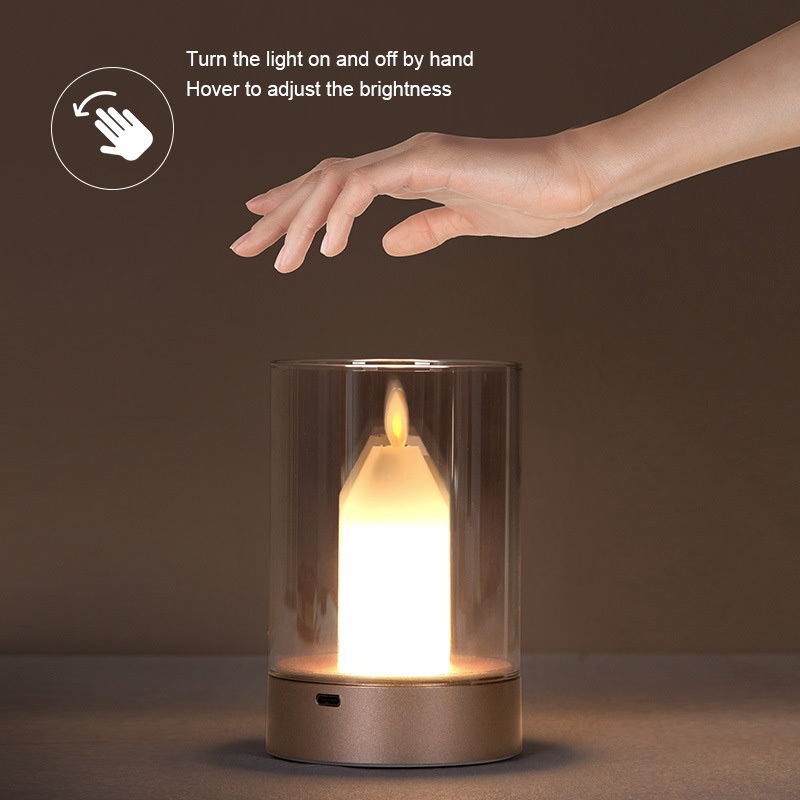 Modern Portable USB Bar Home Hotel Night Light Sensor Control Rechargeable Restaurant Cordless Battery Candle Led Table Lamp