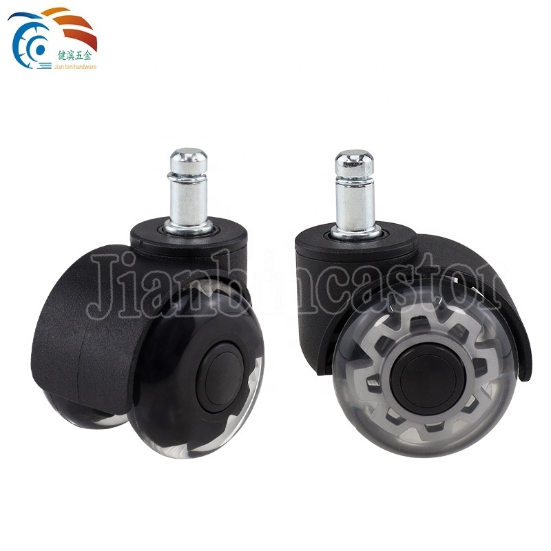 50mm roller blade office chair silicone caster PU Half transparent castor wheel 5 piece/Set casters