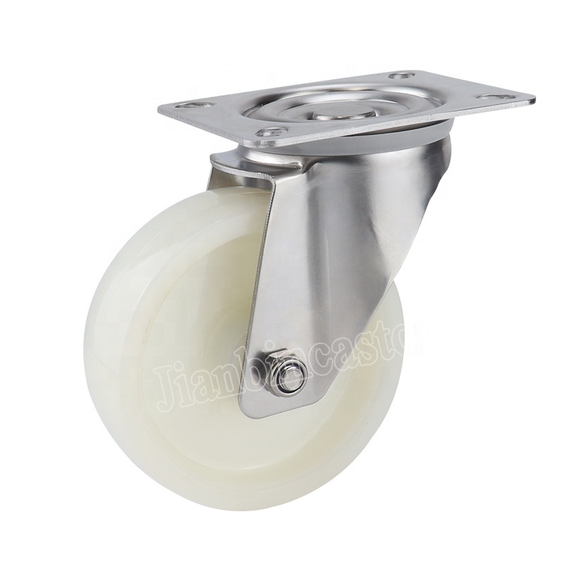 3 4 5 Inch Side Swivel Thread Brakes Trolley Cart Caster Wheels Stainless Steel PU Medium Duty Furniture Caster Wheel