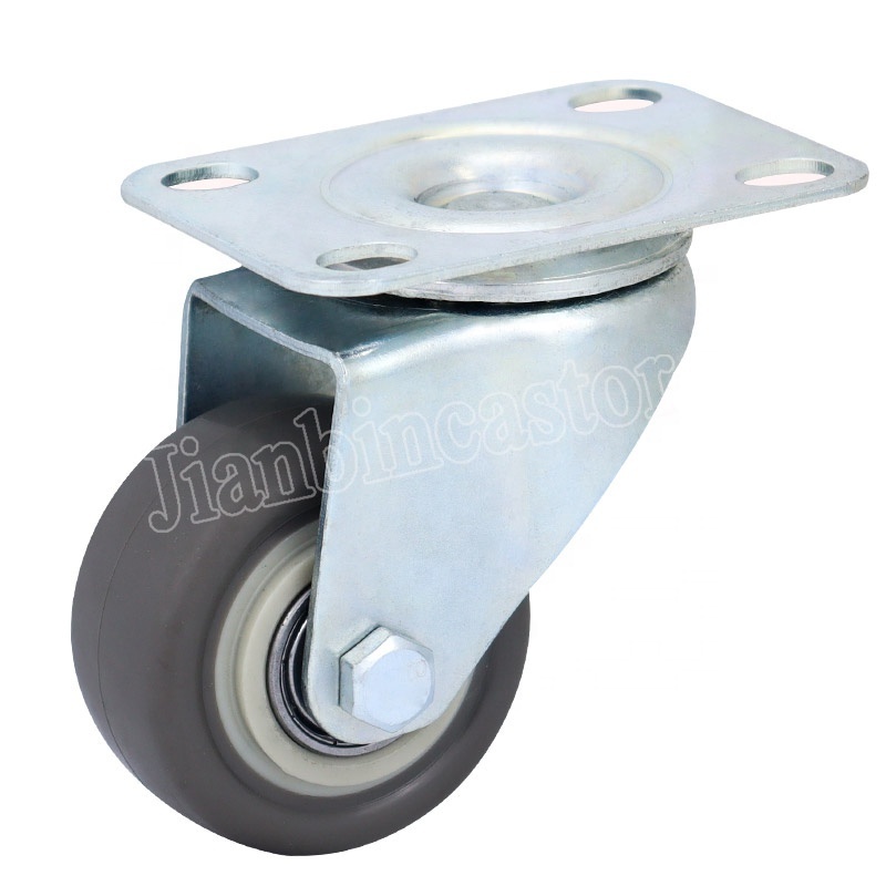 2 Inch Gray TPE Light Duty Caster TPR Wheel Double Ball Bearing PU Industrial Swivel Caster Wheels