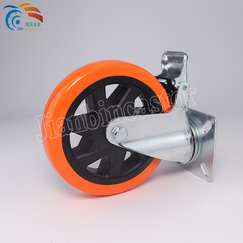 150mm PVC Orange Red Castor Swivel Trolley Industrial 6 Inch Heavy Duty Caster Wheels damp caster